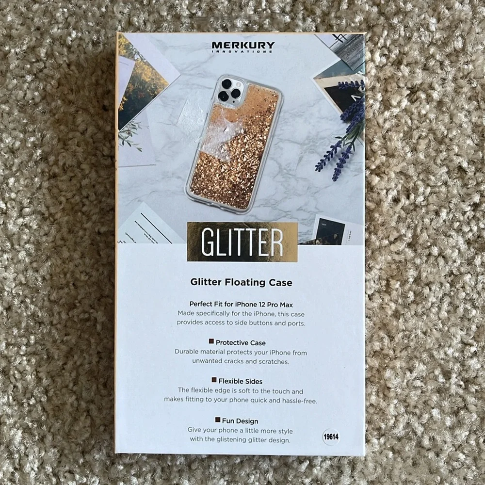 Merkury Innovations iPhone 12 Pro Max Gold Glitter Floating Protective Case